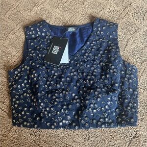 Navy Indian House of Indya Embellished Crop Top